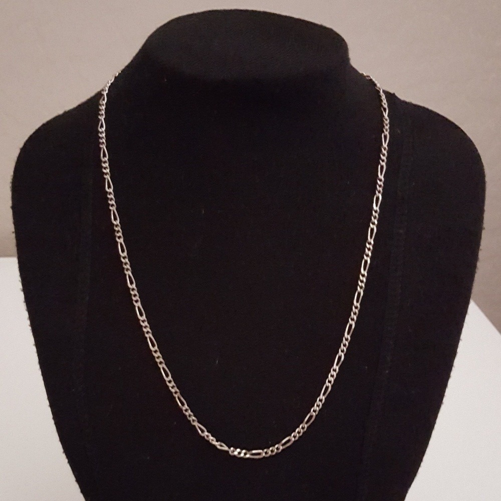 Sterling Silver Figaro Chain Necklace 925‎ 20 Inch Mens Womens